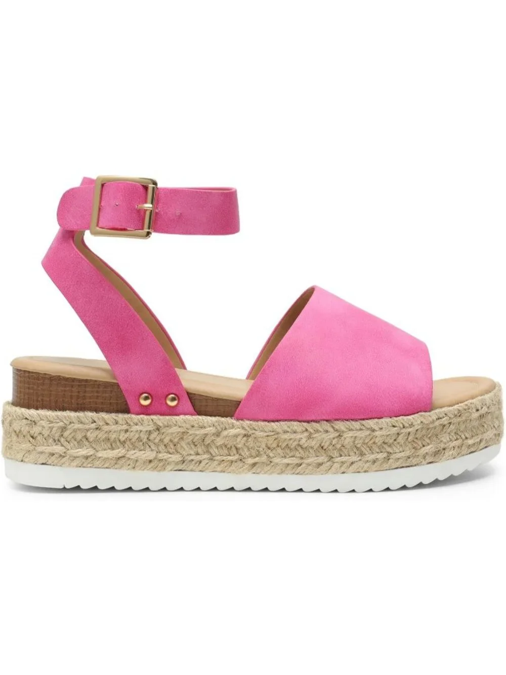 Women's Hot Pink Comfortable Platform Espadrilles Ankle Strap Wedge Sandal Shoes